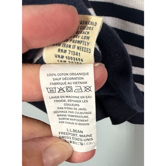 L.L.Bean Womens Full Zip Hooded Sweatshirt Small Petite Striped Nautical Coastal - Picture 12 of 12